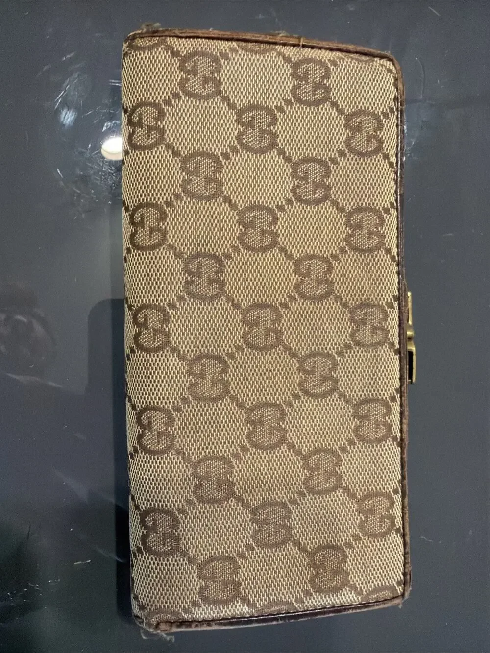 Gucci GG Vintage Monogran Canvas Women Signature Long Wallet